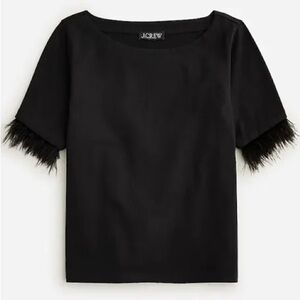 J Crew Mariner jersey cropped boatneck T-shirt with feathers NWT XL